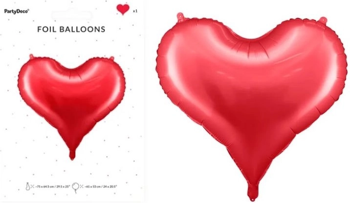 Folieballon hart rood 75 × 64,5 cm