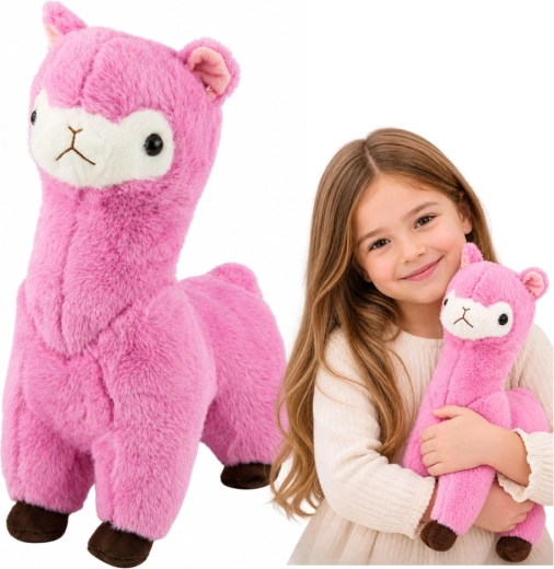 Pluchen alpaca roze 38 cm - 1 stuk