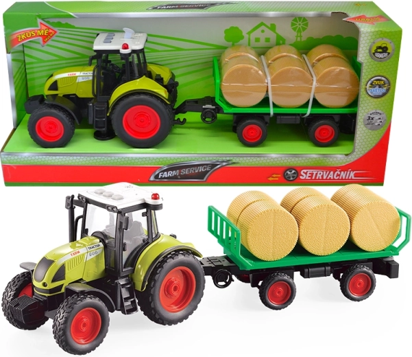 FARM SERVICE tractor met aanhanger en strobalen 1:16