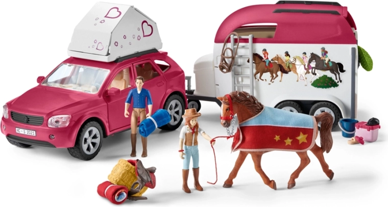 Schleich Horse Club avontuurlijke SUV met paardentrailer en figuren
