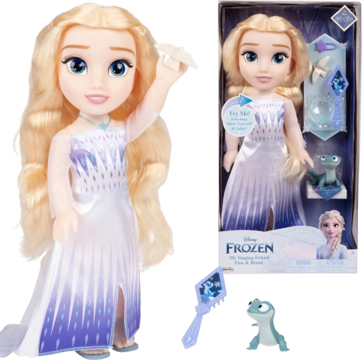 Zingende Disney Princess Elsa-pop uit Frozen met Bruni, 35 cm