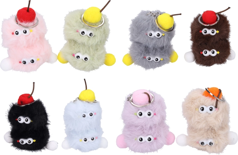Pluchen sleutelhanger monstertje 6 cm - 1 stuk