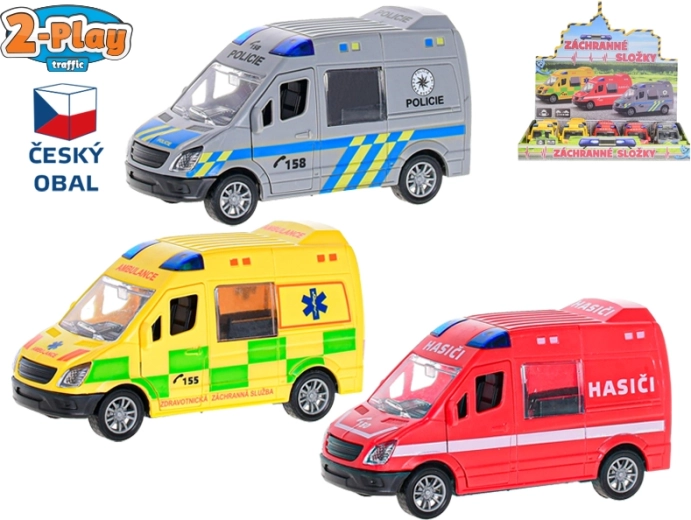 2-Play Traffic reddingsvoertuig 1:32 met vliegwiel, 12 cm