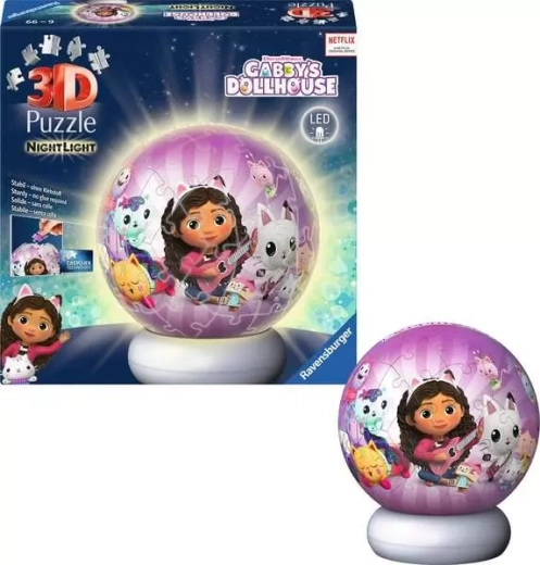 Ravensburger lichtgevende 3D Puzzleball Gabby's Poppenhuis – nachteditie (72 stukjes)