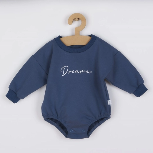 Baggy babybody van joggingstof Koala Dreamer blauw