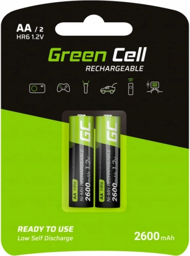 Oplaadbare batterijen AA HR6 2600 mAh – Green Cell (2 stuks)