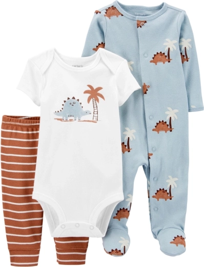 Carter's set voor jongetje: romper met korte mouwen, jumpsuit en jogger Blue Dino, maat 56