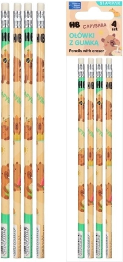 HB-potloden met gum Kapybara, 4 stuks