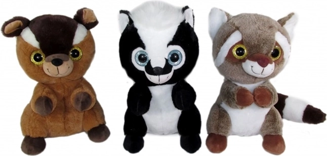 Pluche bosdieren 30 cm (wasbeer, stinkdier, lemur)