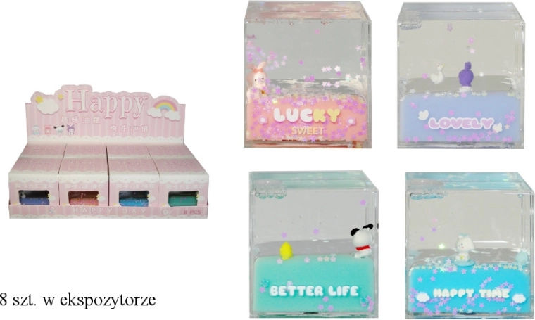 Decoratieve acrylkubus met diertje en opschrift