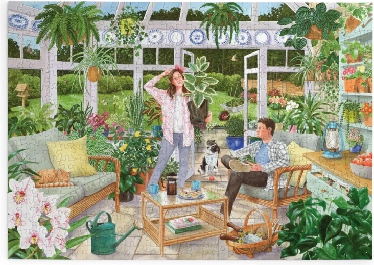 Puzzel Zitten in de wintertuin, 500 extra grote stukjes