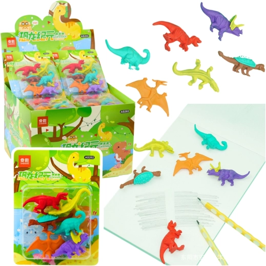Set gummen in dinosaurusvorm - 6 stuks
