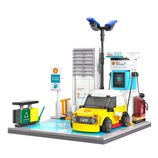 Realistisch station met functionele laadkabel