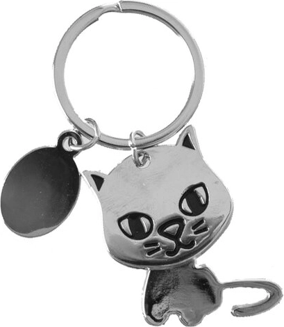 Metalen katten-sleutelhanger (zilver)
