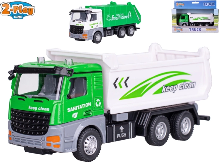 2-Play Traffic vuilniswagen met pull-back aandrijving 14,5 cm