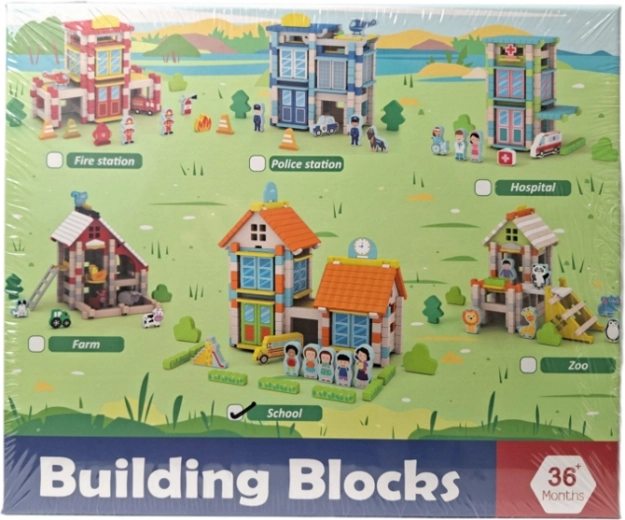 Houten bouwset – school