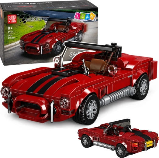 Bouwset S.Cobra – klassieke sportwagen rood met vitrinekast (391 onderdelen)