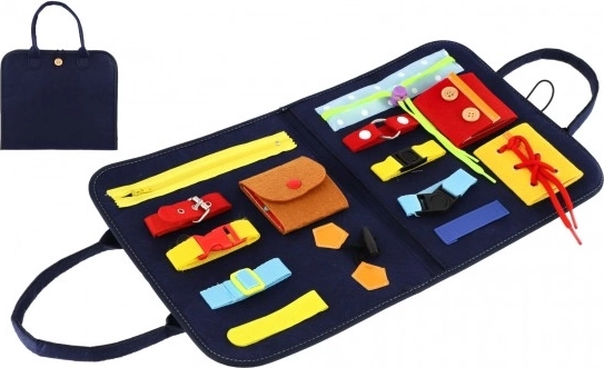 Educatieve motorische viltplaat met ritsen, knopen en gespen 24 × 27 × 4 cm