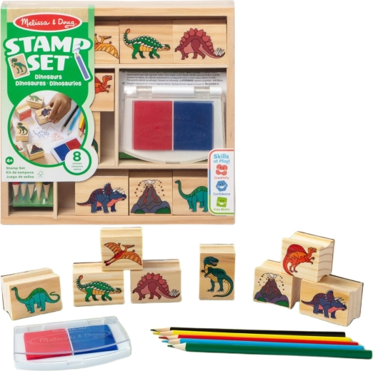 Melissa & Doug creatieve dinosaurusset – stempels, stempelkussen en kleurpotloden