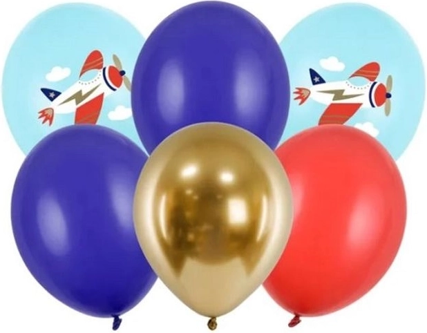 Ballonnen 30 cm Vliegtuig – mix kleuren, set van 6 stuks