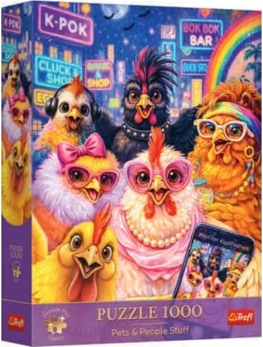 Puzzle Premium Plus Pets – selfie met kippen 1000 stukjes
