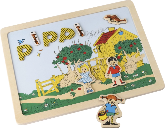 Dubbelzijdig magnetisch bord met letters en afbeeldingen Pippi