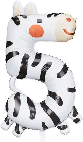 Foliebalon cijfer 5 – zebra 42 × 81 cm