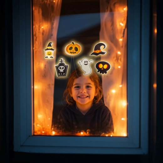 Halloween-ledraamdecoratie met gelpompoenen, 85 cm