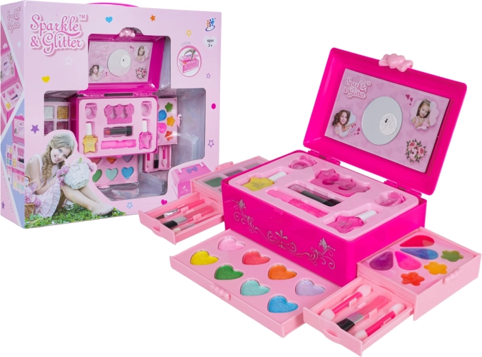 Roze make-upset voor kleine stylisten in een koffertje