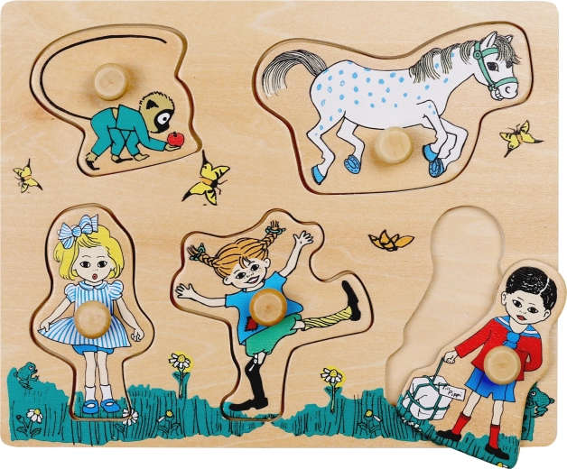 Houten puzzel met handgrepen en vormensorteerder Pippi Langkous