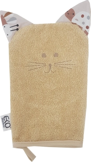 EKO katoenen washandje met oortjes Cat beige 20 × 15 cm