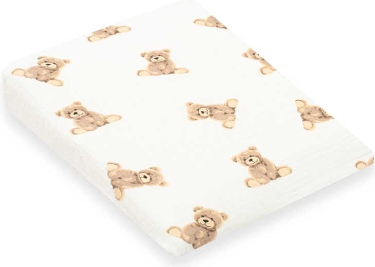 Mousseline hoes voor kinderwigkussen – NEW BABY Standard 30×37 cm, berenmotief