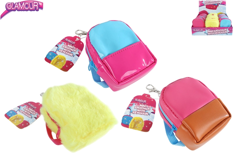 Mini Glamour-rugzakje met sleutelhanger, 10 cm