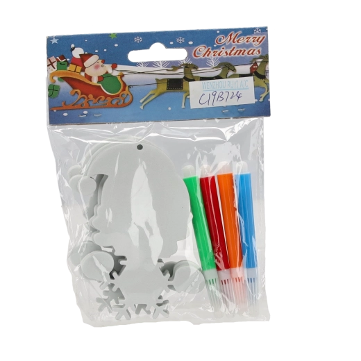 Alles-in-één: 3 ornamenten + 4 kleurstiften