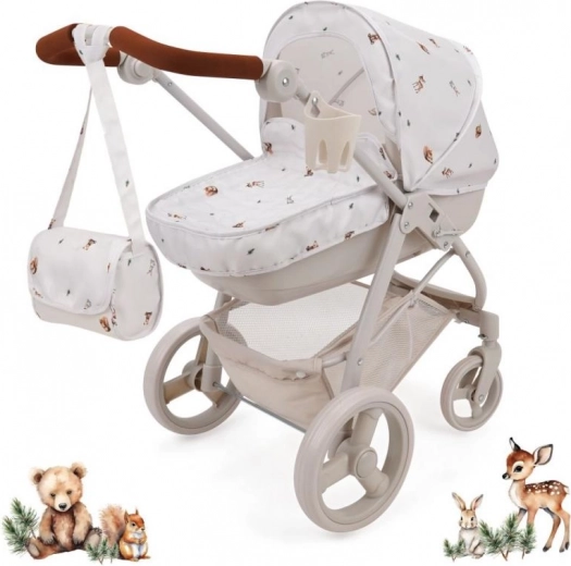 Poppenwagen 2-in-1 Bella met tas Woodland