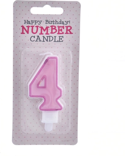 Taartkaars cijfer 4 roze 7 cm