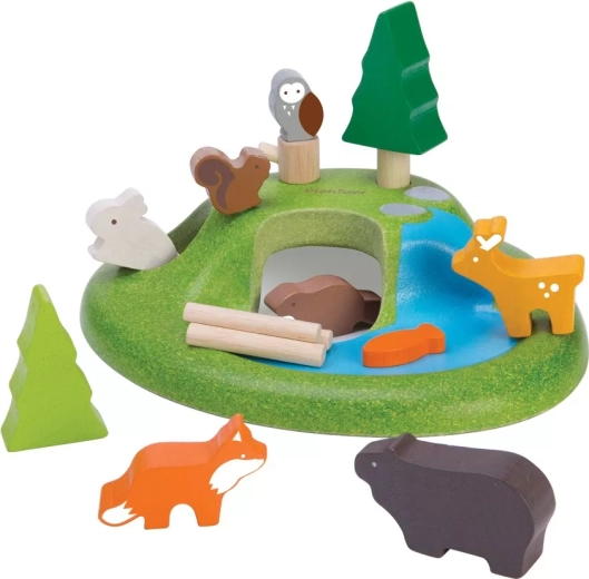 PlanToys set met bosdieren en landschap