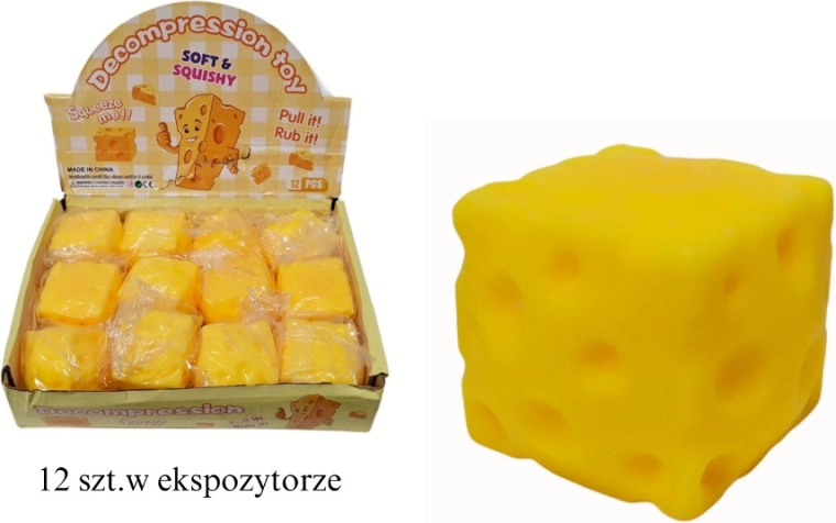 Anti-stress knijpspeeltje kaas (vierkant)