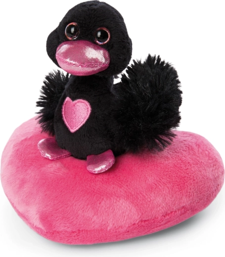 NICI pluchen zwarte zwaan met hartje Love Green 10 cm