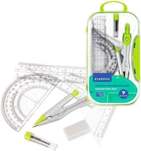Geometrieset in kunststof etui - 7 delen