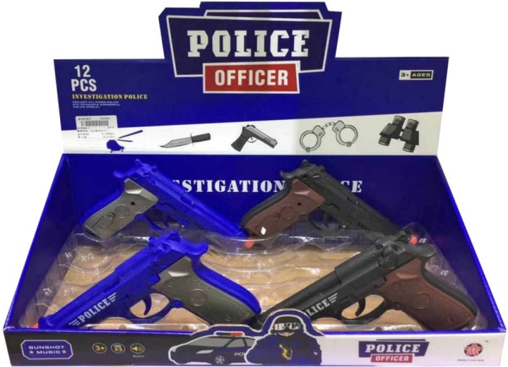 Plastic politie-revolver met geluid 20 cm op batterijen - 1 stuk