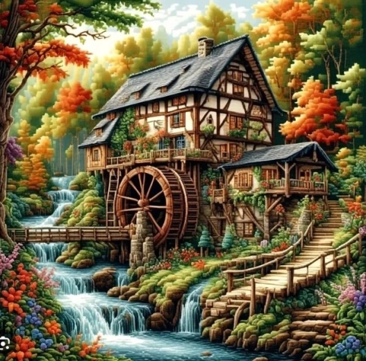 Norimpex diamant painting Molen in het bos 30 × 40 cm - 1 stuk