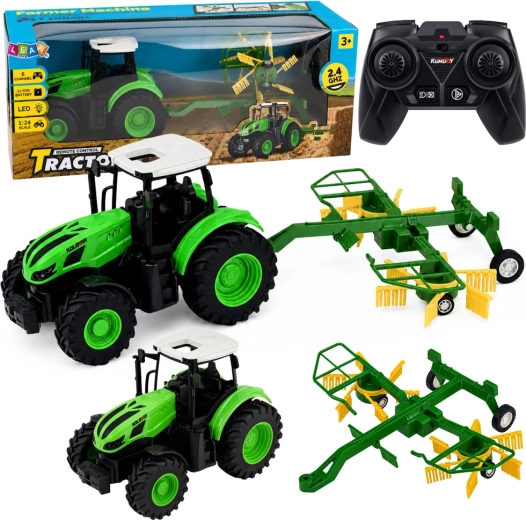 RC landbouwtractor met hark 1:24, 2.4 GHz, LED-verlichting