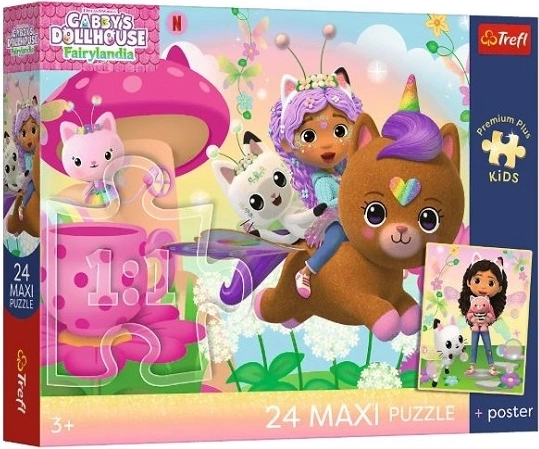 Maxi puzzel 24 stukjes Trefl Gabby's Poppenhuis: Gabby te hulp + poster
