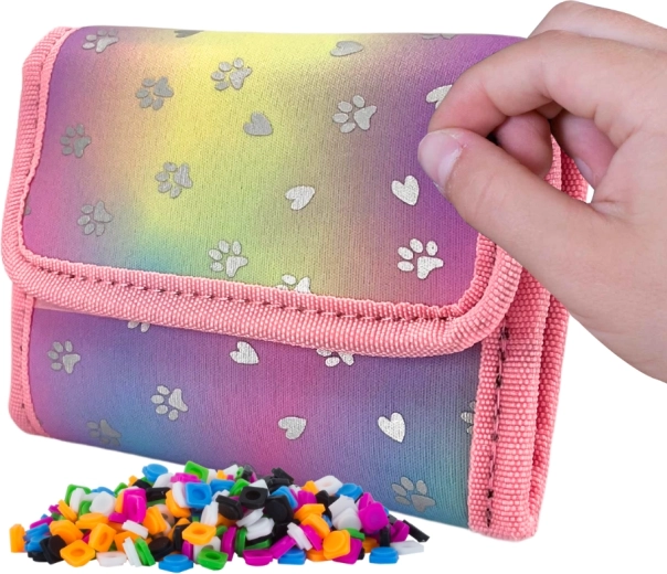 Pixie Crew portemonnee enchanted hearts & paws – roze met hartjes en pootafdrukken