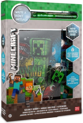 Minecraft geheim dagboek met magische UV-pen en stickers