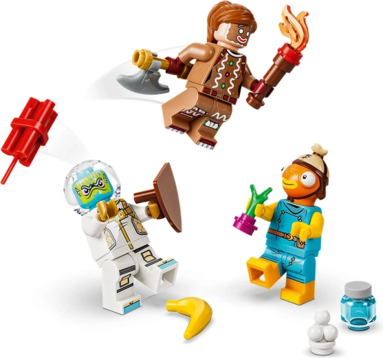 Drie LEGO Fortnite-minifiguren