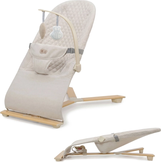 Kinderkraft wipstoeltje en schommel MIMI beige wood tot 9 kg