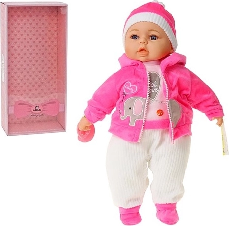 Pratende babypop 45 cm met geluiden in het Pools en een fopspeen
