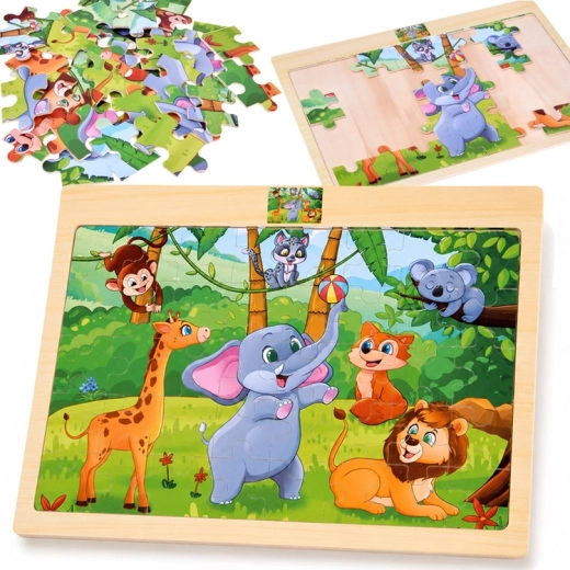 Houten puzzel wilde dieren 40 stukjes